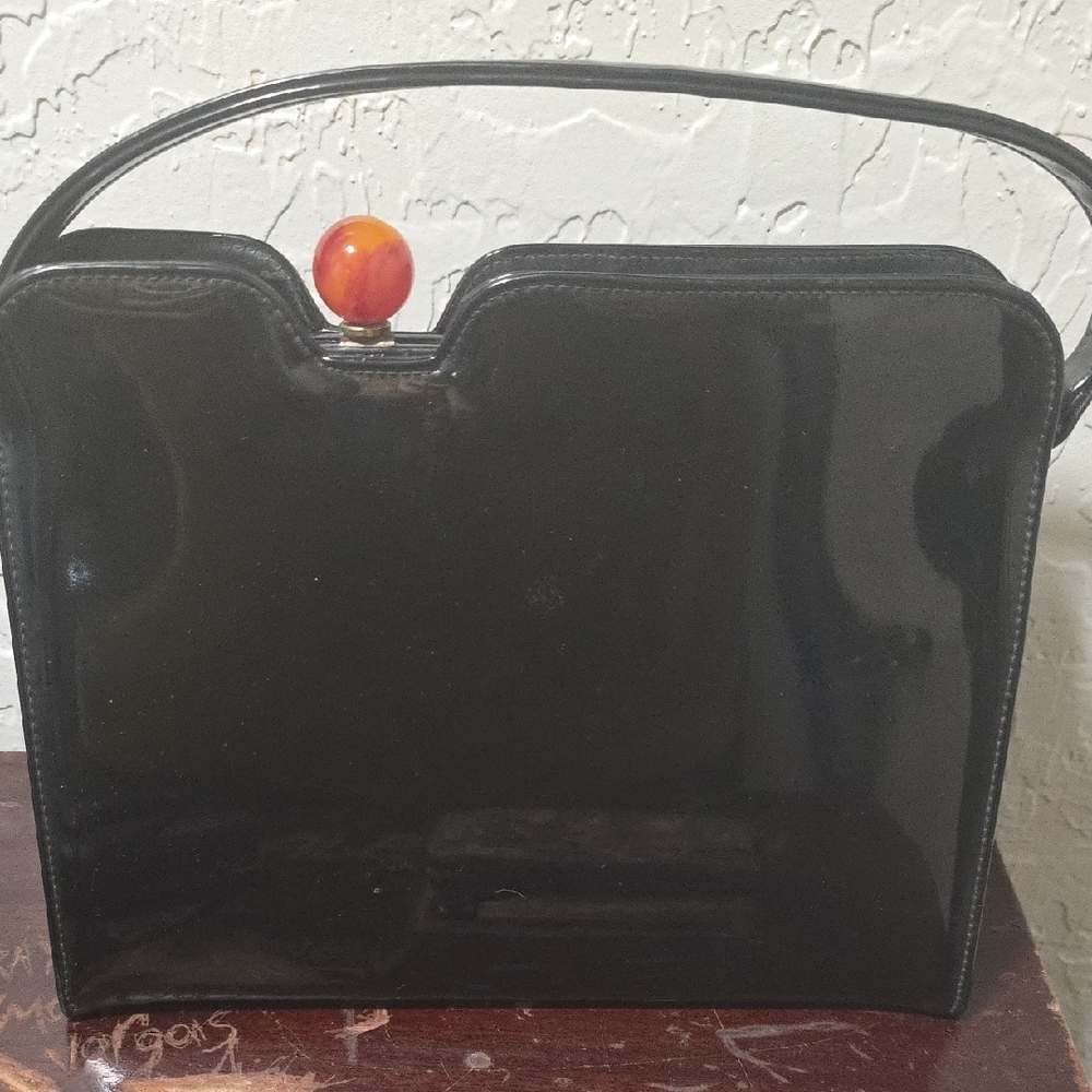 Black and Orange Structured Shoulder Bag
